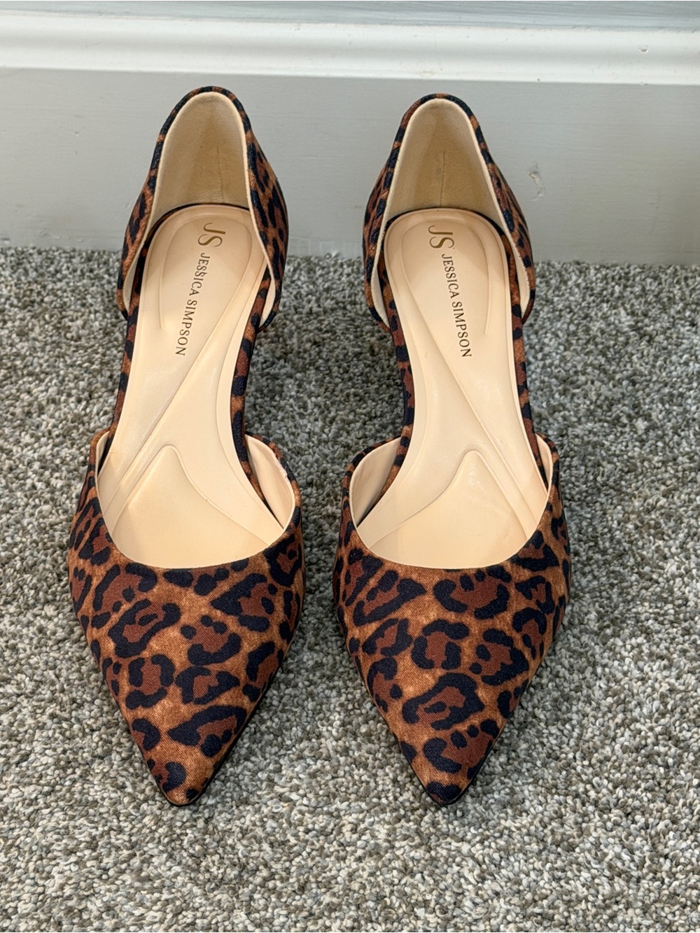 Jessica Simpson Leopard Print Pointed Toe D'Orsay Heels
